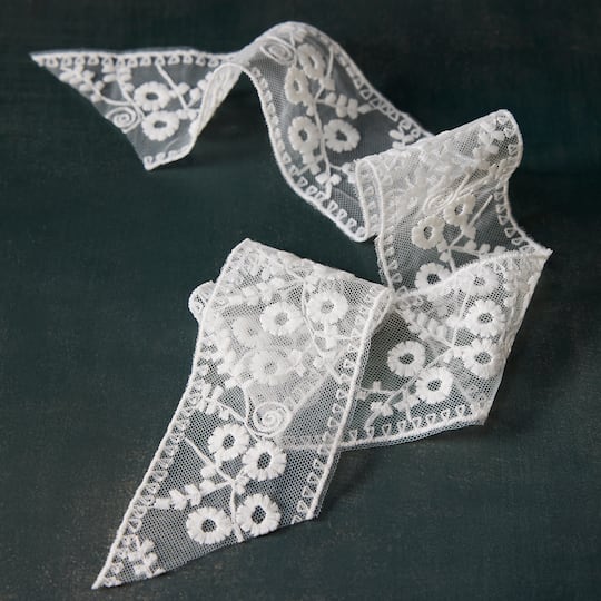 2" x 3yd. White Lace Ribbon by Celebrate It™ Classic
